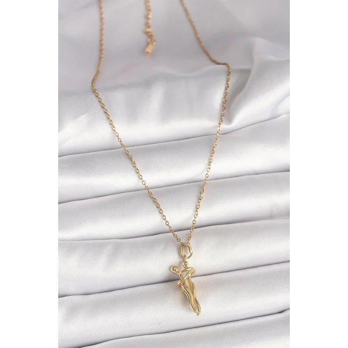 316L Çelik Gold Renk Zincir Sarılma Model Kadın Kolye