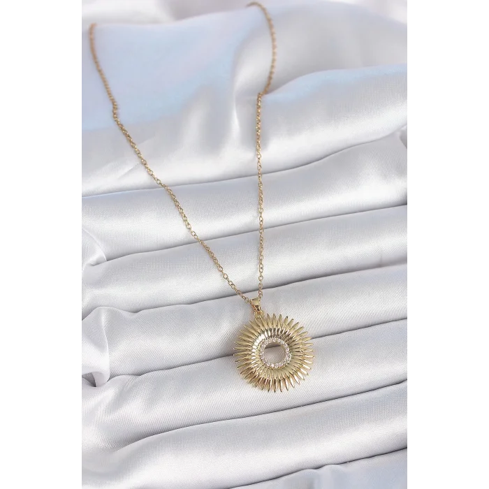 316L Çelik Gold Renk Zincir Zirkon Taşlı Nova Yıldız Model Kadın Kolye