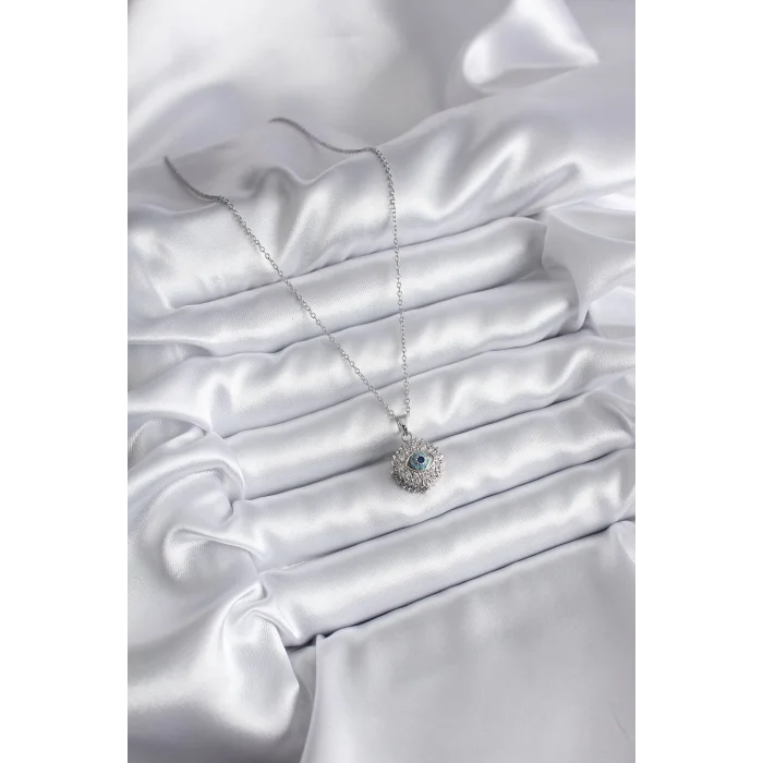 316L Çelik Gold Renk Zirkon Taşlı Göz Model Kadın Kolye