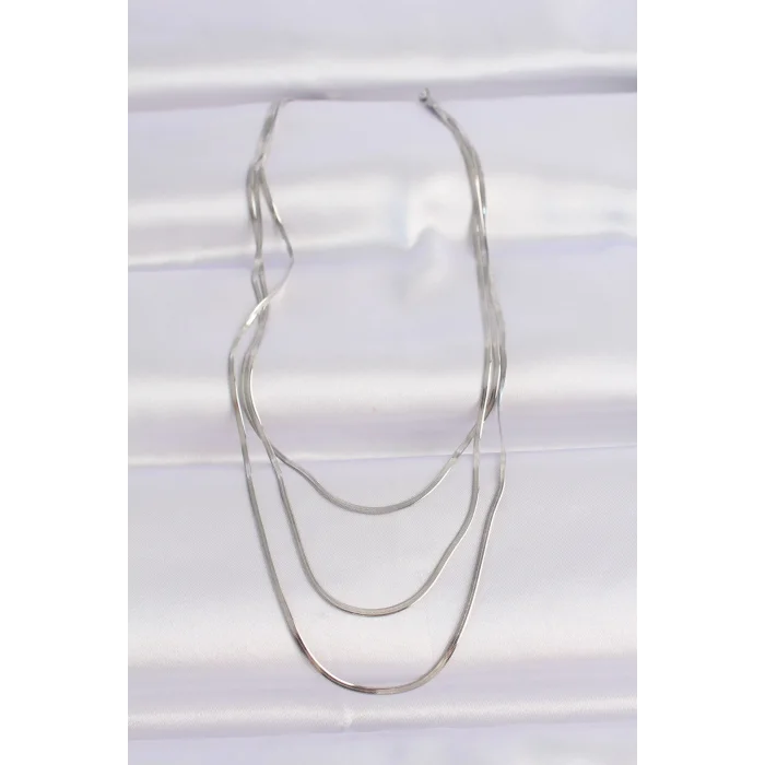 316L Çelik Gümüş Renk İtalyan Zincir Çoklu Kolye