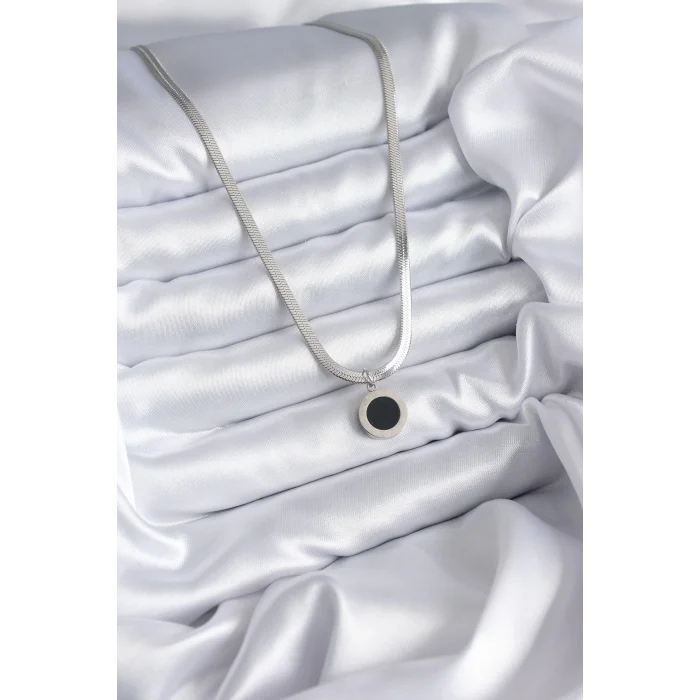 316L Çelik Gümüş Renk İtalyan Zincir Model İşleme Detay Kadın Kolye