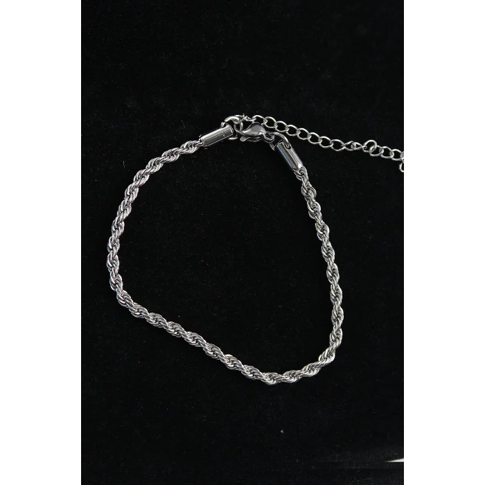 316L Çelik Halat Model Gümüş Renk Erkek Bileklik