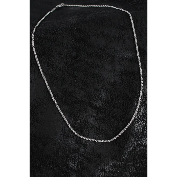 316L Çelik Halat Zincir Model Gümüş Renk Erkek Kolye