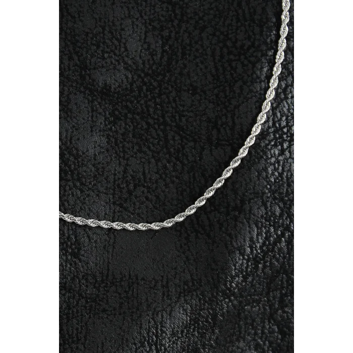 316L Çelik Halat Zincir Model Gümüş Renk Erkek Kolye