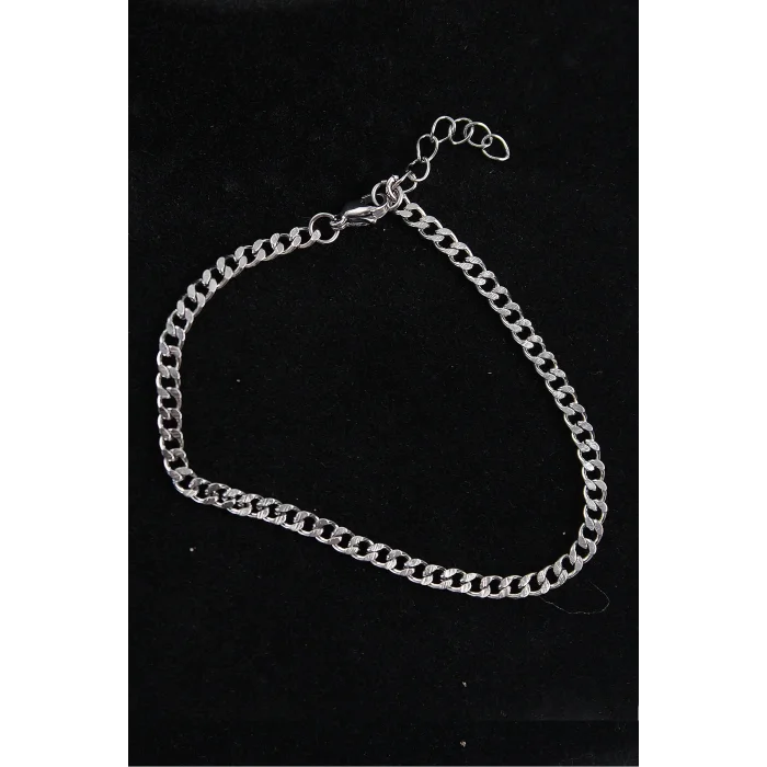 316L Çelik İnce Klasik Model Gümüş Renk Erkek Bileklik