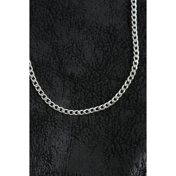 316L Çelik İnce Klasik Zincir Model Gümüş Renk Erkek Kolye