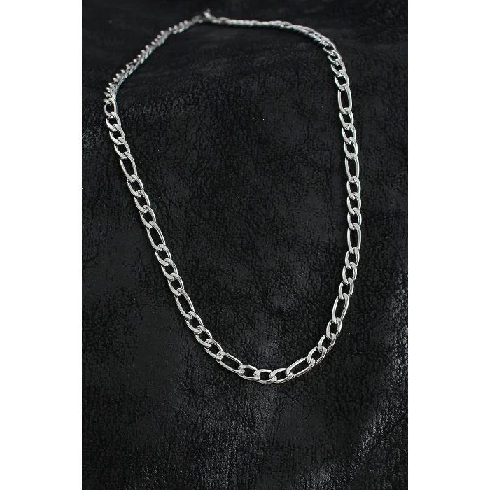 316L Çelik Kalın Figaro Zincir Model Gümüş Renk Erkek Kolye