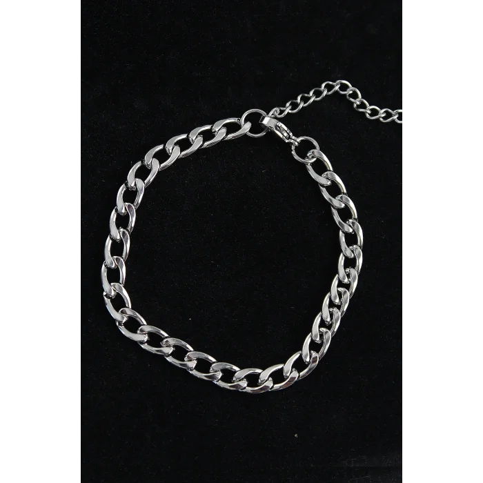 316L Çelik Kalın Klasik Model Gümüş Renk Erkek Bileklik