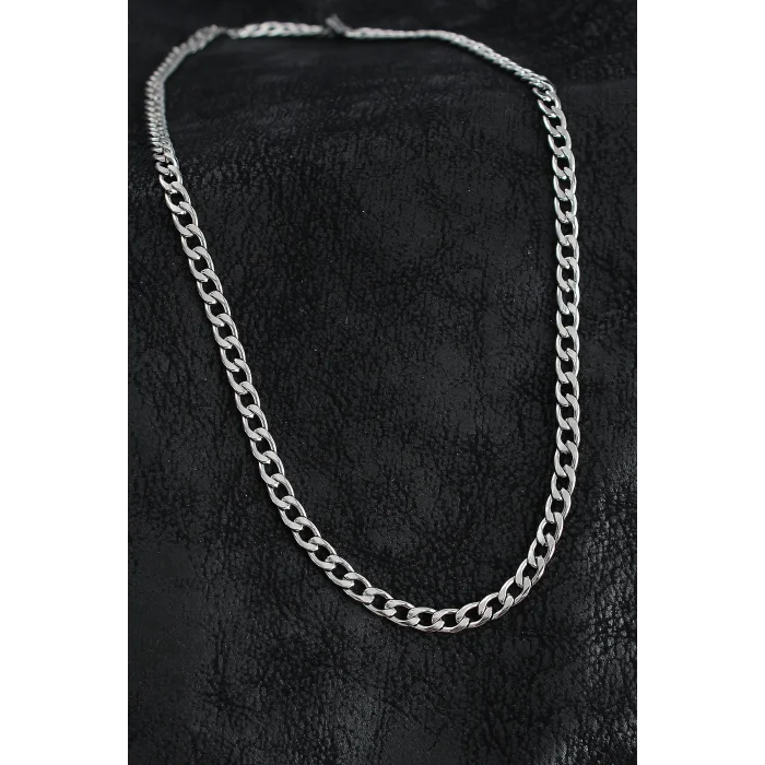 316L Çelik Kalın Klasik Zincir Model Gümüş Renk Erkek Kolye