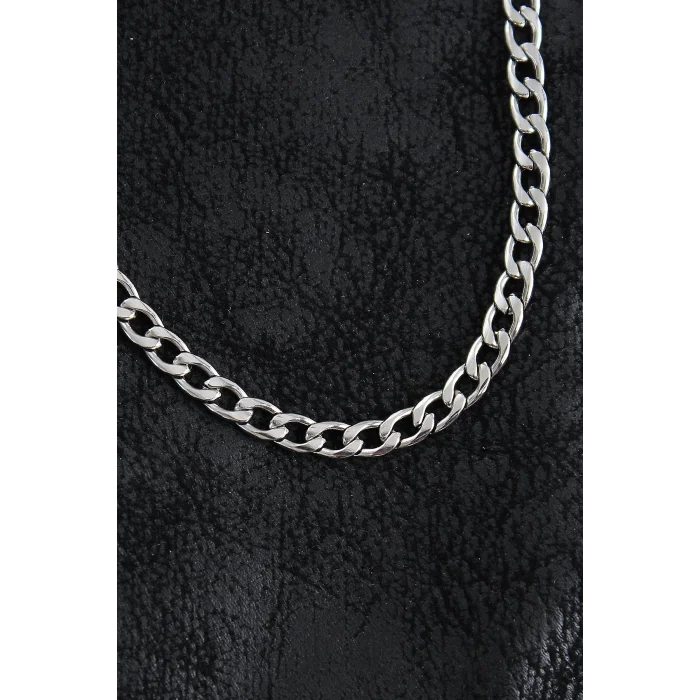 316L Çelik Kalın Klasik Zincir Model Gümüş Renk Erkek Kolye