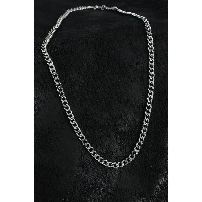 316L Çelik Klasik Zincir Model Gümüş Renk Erkek Kolye