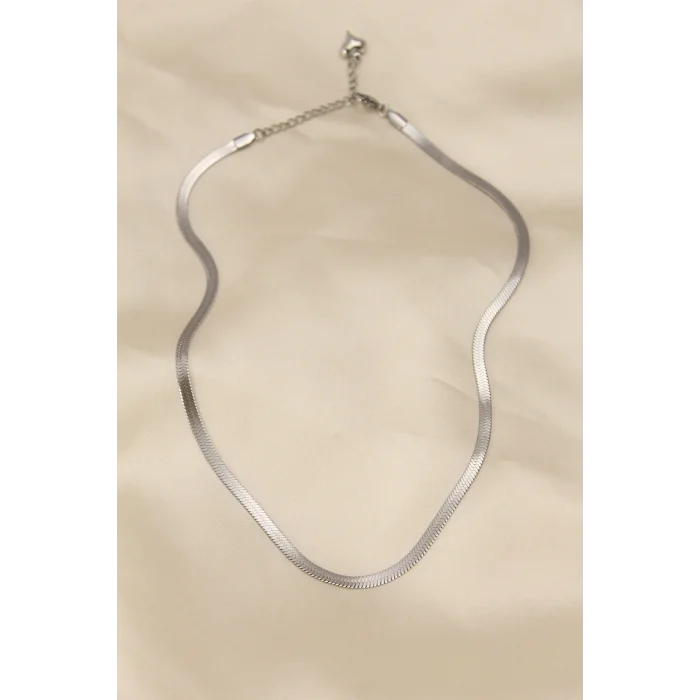 316L Çelik Silver Renk 45 cm İtalyan Zincir Model Kadın Kolye