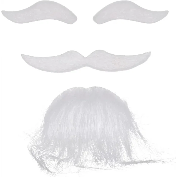 Beyaz Renk Kendinden Yapışkanlı Takma Sakal Bıyık Ve Kaş Seti