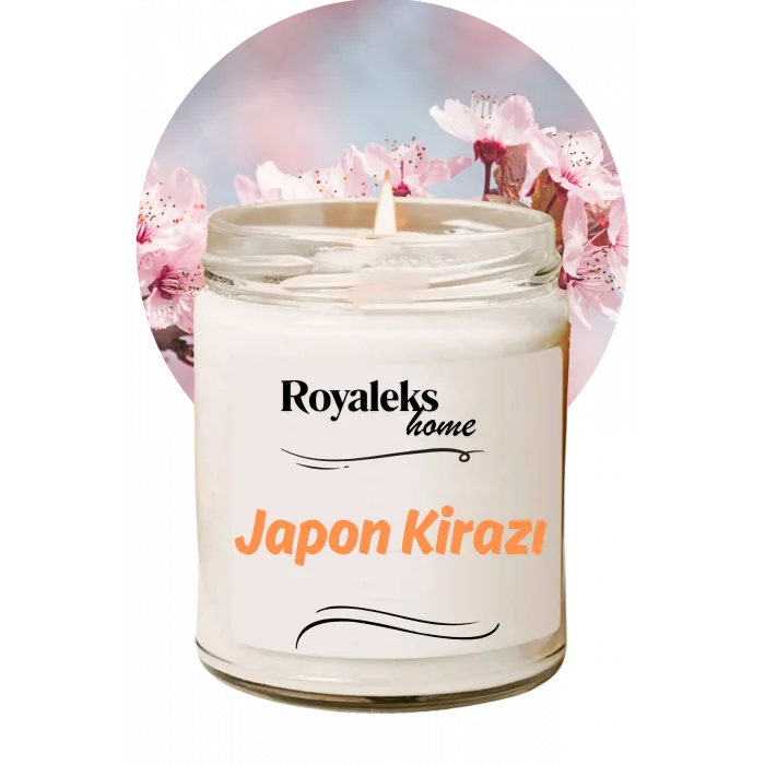 Doğal Özel Seri Kokulu Dekoratif Kavanoz Mum 210 cc - Japon Kirazı Esansı - RYL