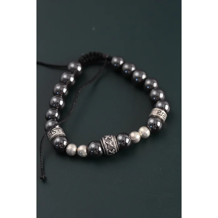 Doğal Taş X Model Antrasit Renk Asansörlü Erkek Bileklik