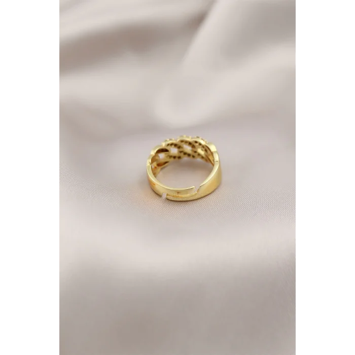 Gold Renk Metal Zincir Model Taşlı Kadın Yüzük