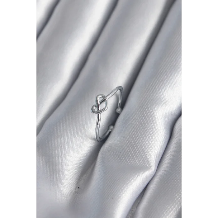 Gümüş Renk Düğüm Kalp Model Kadın Yüzük