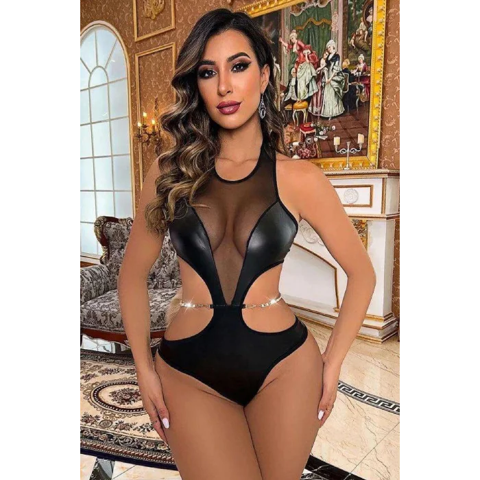 Kadın Babydoll Fantezi Harness Erotik  Kıyafet 2041 Siyah - Royaleks