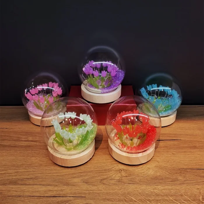 Led Işıklı Lale Cam Fanus