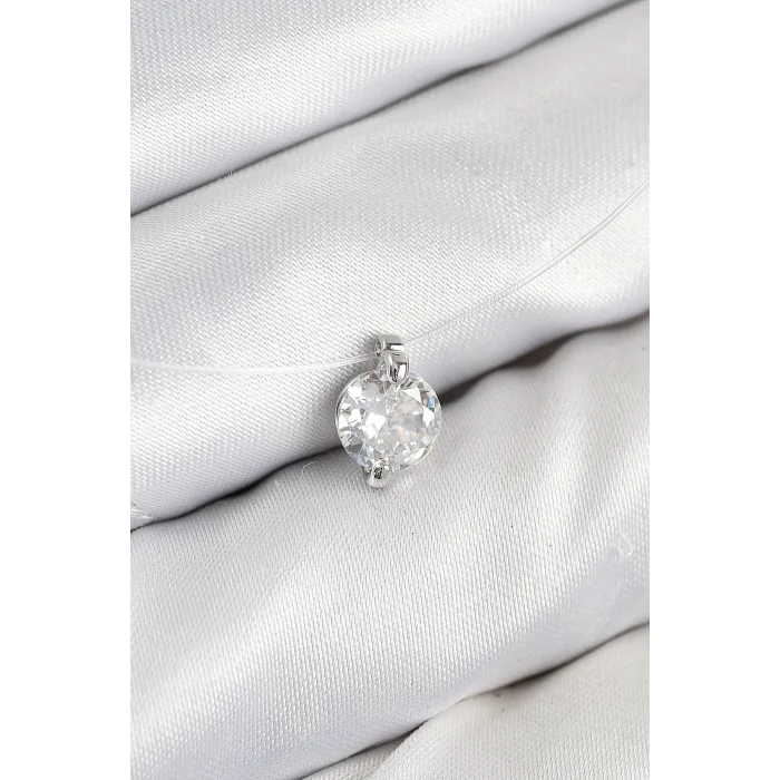 Misineli Zirkon Taşlı Model Gümüş Renk Hayalet Kolye