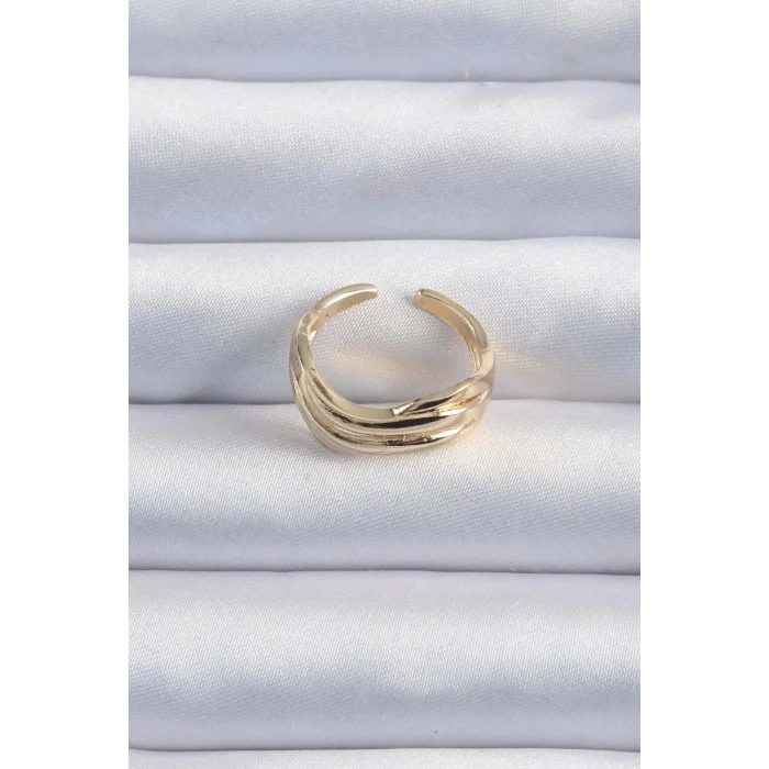 Pirinç Altın Renk Kıvrımlı Ayarlanabilir Yüzük