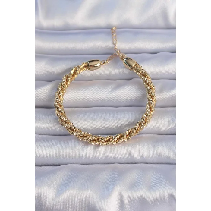 Pirinç Altın Renk Sarmal Model Bileklik