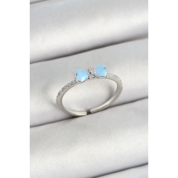 Pirinç Fiyonk Figürlü Zirkon Taşlı Gümüş Renk Ayarlanabilir Kadın Yüzük