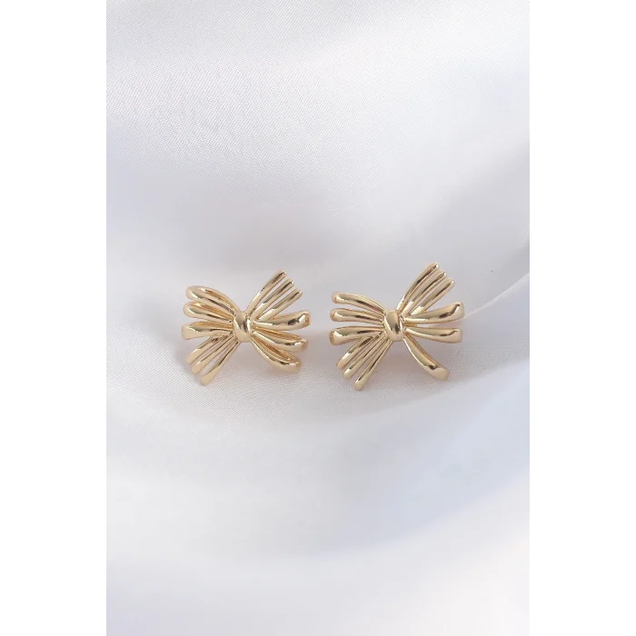 Pirinç Gold Renk Fiyonk Küpe