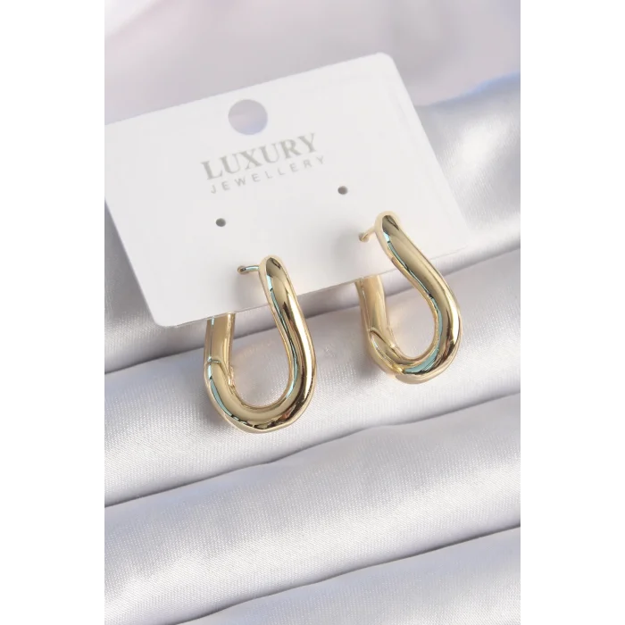 Pirinç Gold Renk Halka Model Kadın Küpe