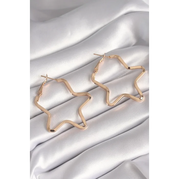 Pirinç Gold Renk Yıldız Model Kadın Küpe
