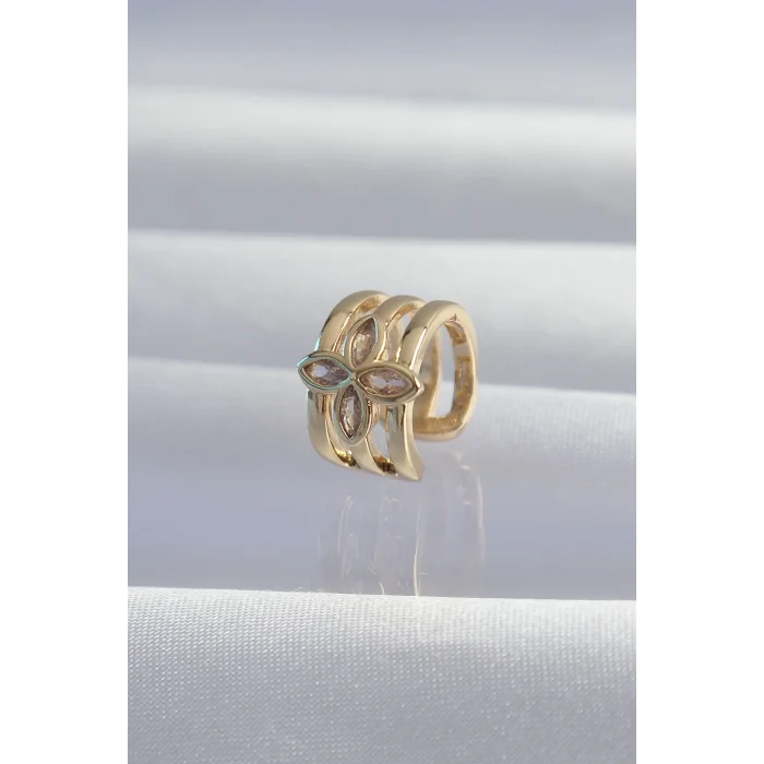 Pirinç Gold Renk Yonca Earcuff Küpe
