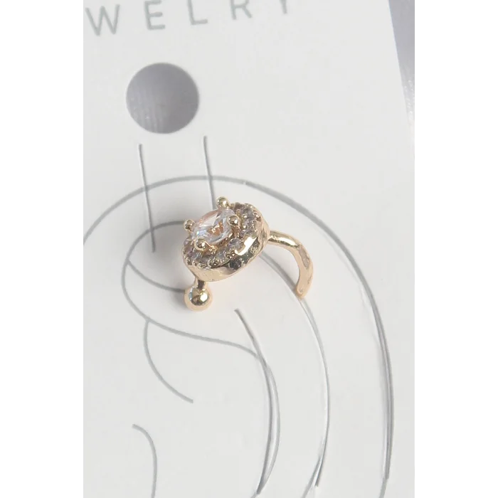 Pirinç Gold Renk Zirkon Taşlı Kadın Kıkırdak Küpe