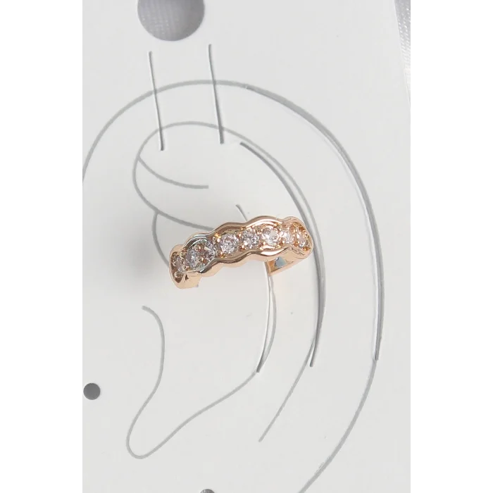 Pirinç Gold Renk Zirkon Taşlı Kadın Kıkırdak Küpe