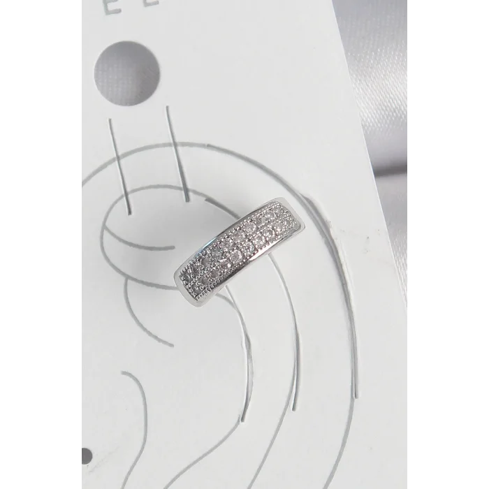 Pirinç Gümüş Renk Zirkon Taşlı Kıkırdak Model Kadın Küpe