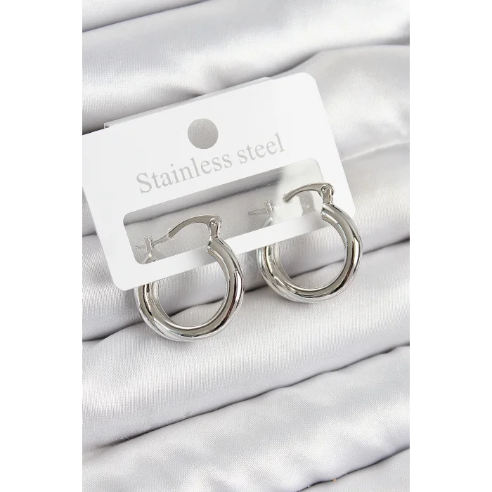 Pirinç Halka Model Gümüş Renk Kadın Küpe