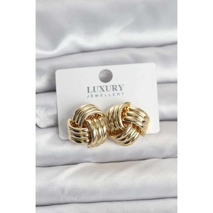 Pirinç Sarmal Gold Renk Kadın Küpe