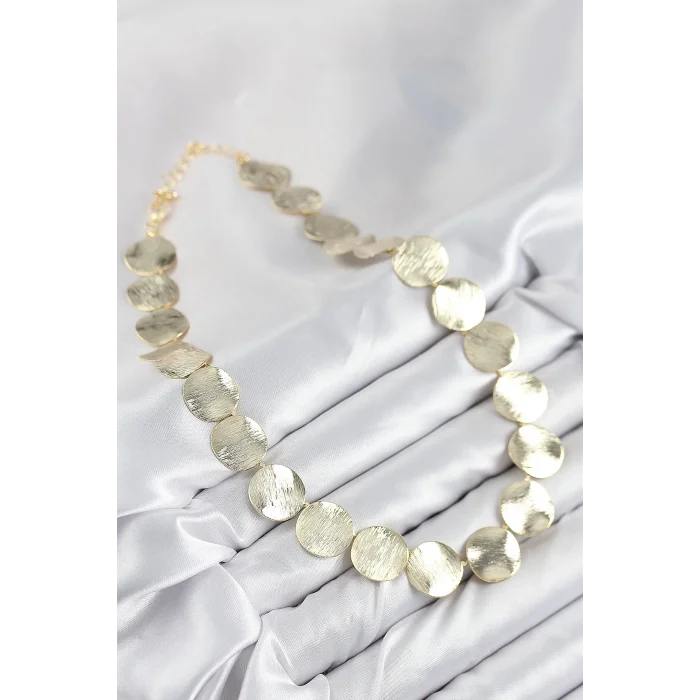 Pirinç Sıralı Para Model Gold Renk Kadın Kolye