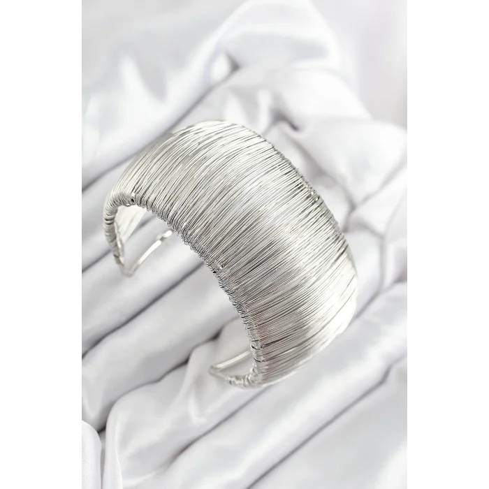 Pirinç Tel Sarma Model Gümüş Renk Kadın Bileklilk