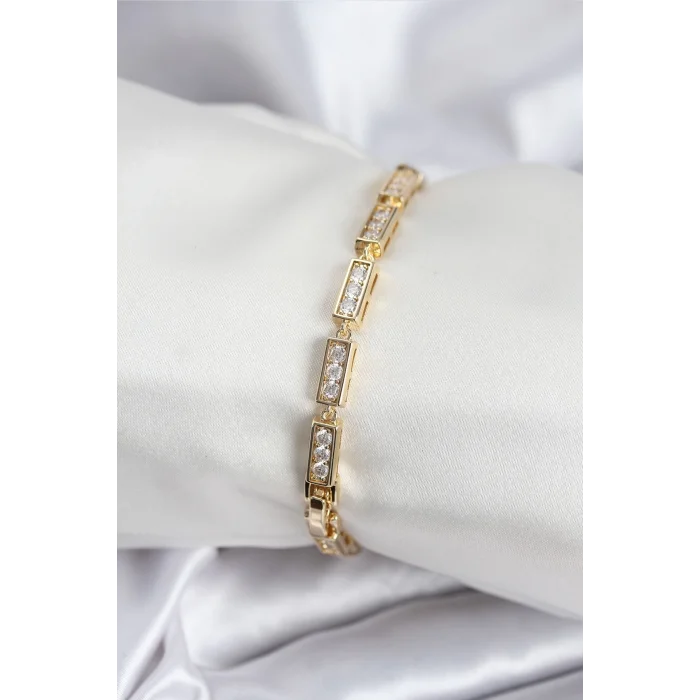 Pirinç VIP Seri Gold Renk Parçalı Model Kadın Bileklik
