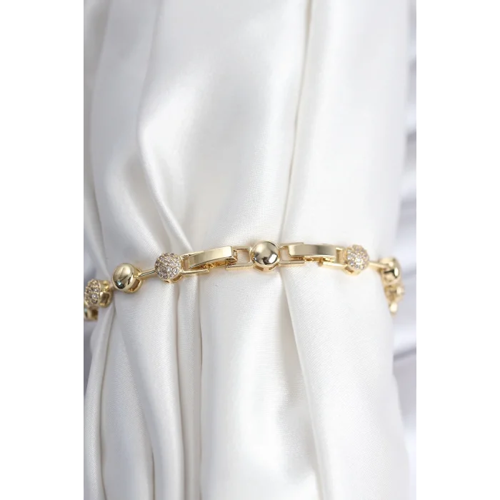 Pirinç VIP Seri Gold Renk Topçuk Model Kadın Bileklik