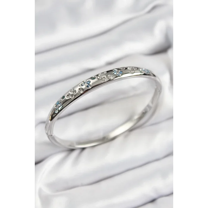 Pirinç Zirkon Taşlı Kelebek Model Gümüş Renk Kadın Kelepçe