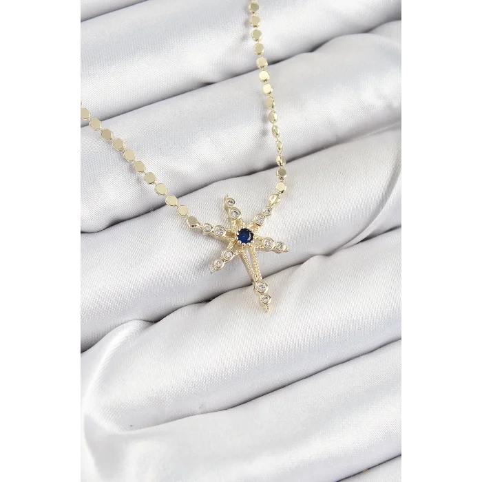 Pirinç Zirkon Taşlı Kutup Yıldızı Model Ezme Zincir Gold Renk Kadın Kolye