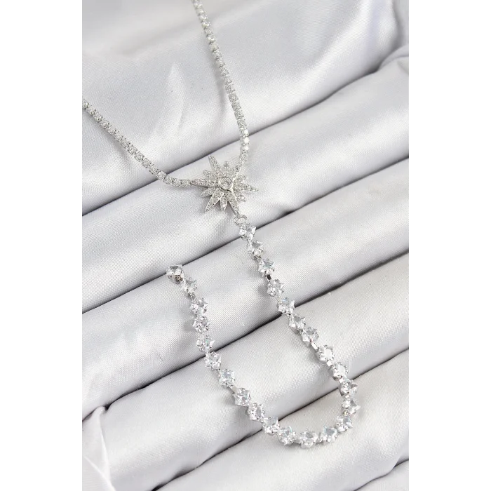 Pirinç Zirkon Taşlı Kutup Yıldızı Model Gold Renk Y Kolye