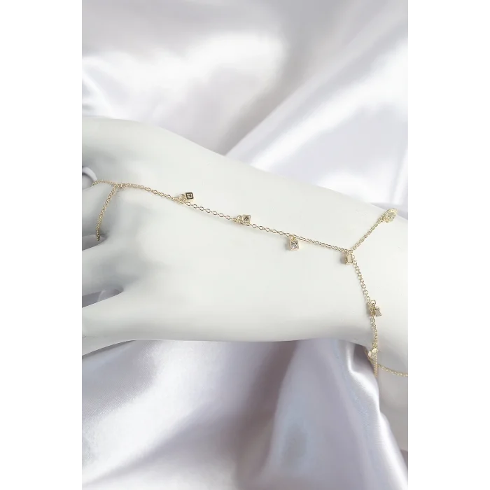 Pirinç Zirkon Taşlı Sallantılı Model Gold Renk Kadın Şahmeran