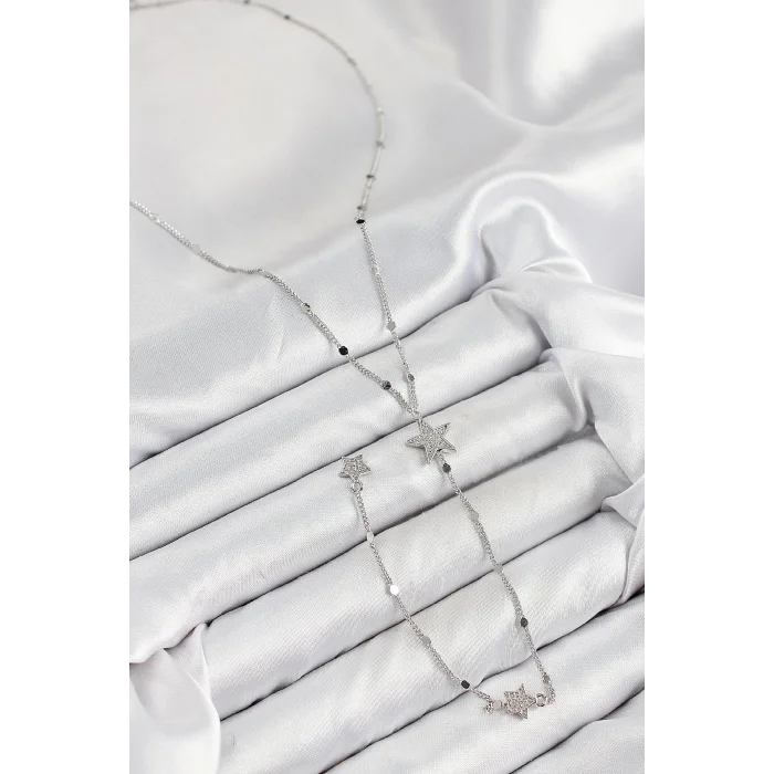 Pirinç Zirkon Taşlı Yıldız Model Gold Renk Y Kolye