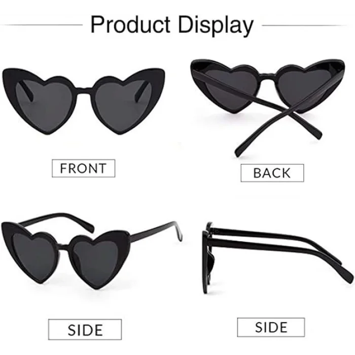 Siyah Renk Kalp Şekilli Parti Gözlüğü 15x5 Cm
