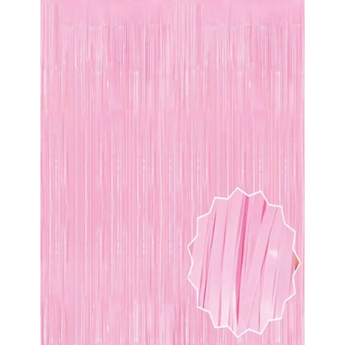 Soft Pembe Püsküllü Kapı Perdesi - Parti, Baby Shower, Cinsiyet Partisi 1x2 M