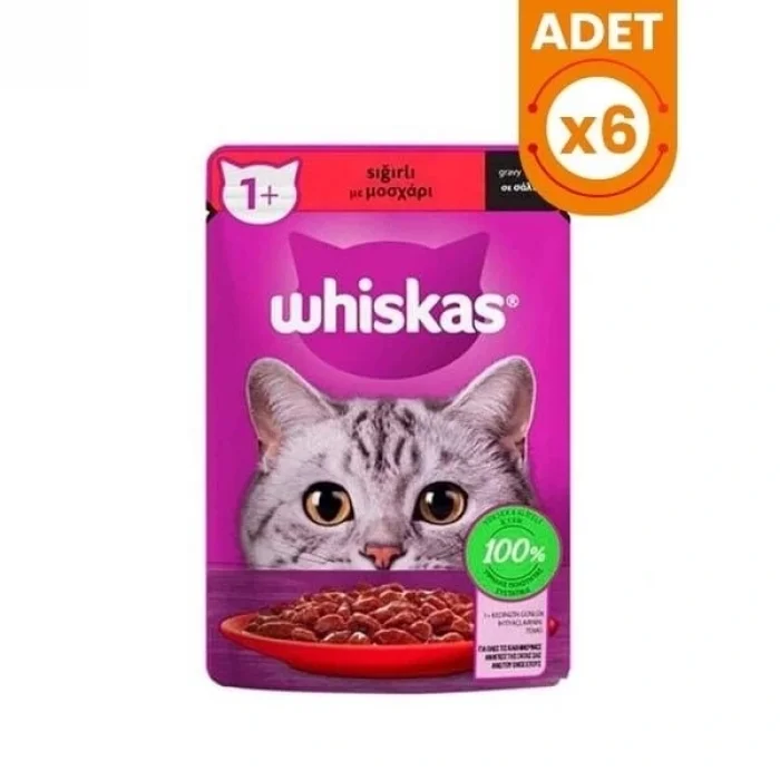 Whiskas Pouch Sos İçerisinde Sığır Etli Yetişkin Konserve Kedi Maması 85 Gr
