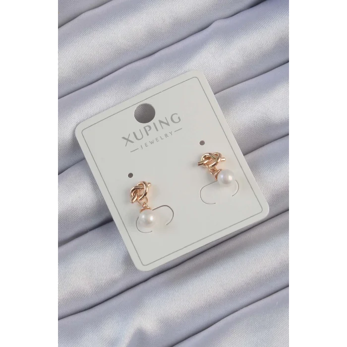 Xuping Rose Renk İnci Taşlı Düğüm Küpe