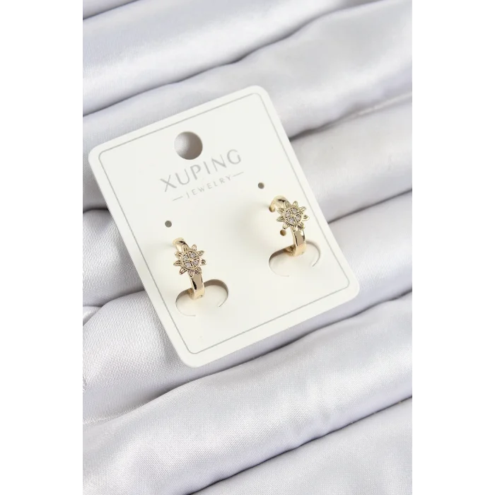 Xuping Zirkon Taşlı Çiçek Model Gold Renk Kadın Küpe